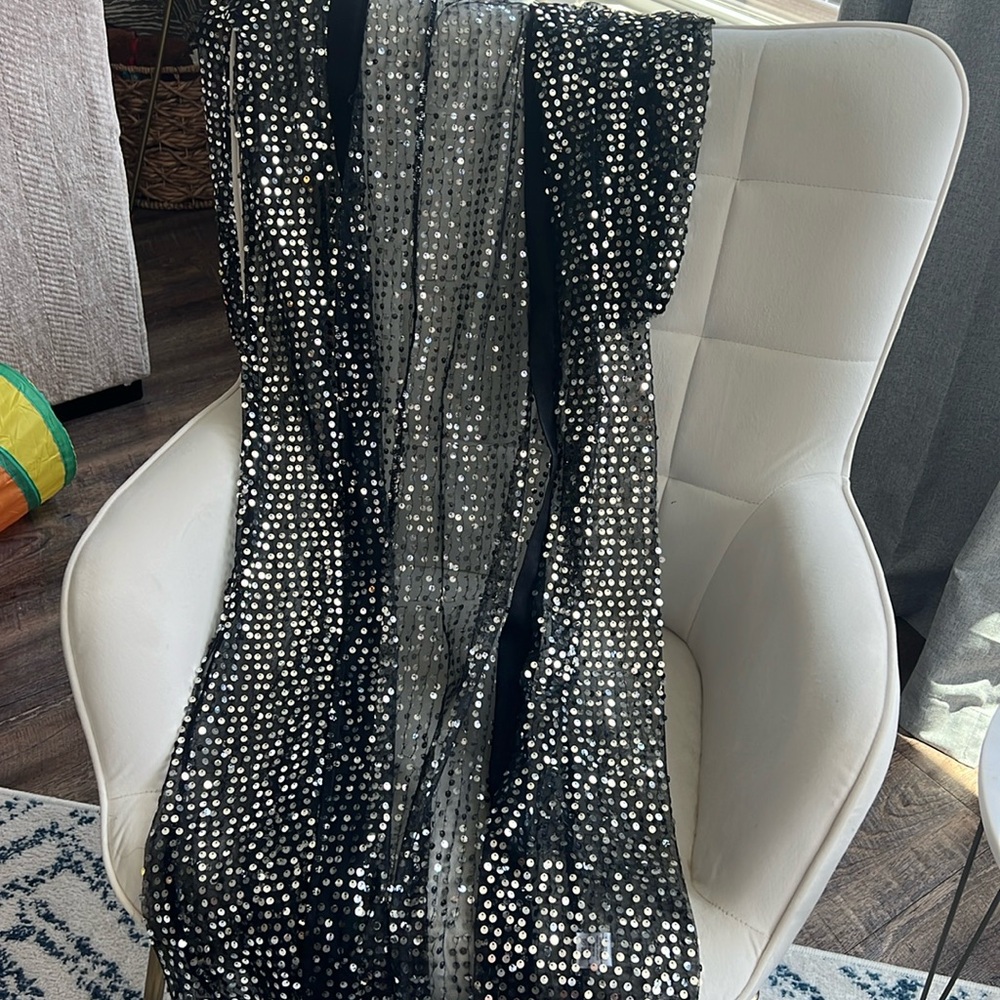 Black, sheer, sparkly kimono